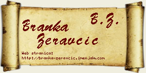 Branka Žeravčić vizit kartica